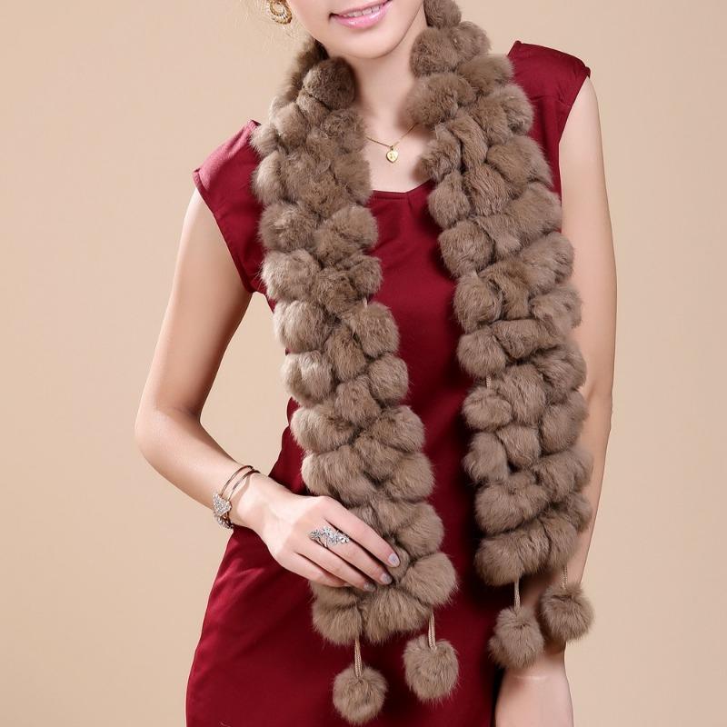 Women Winter Warm Rabbit Fur Scarf Hot Sale Natural Rabbit Fur Muffle Lady Scarves