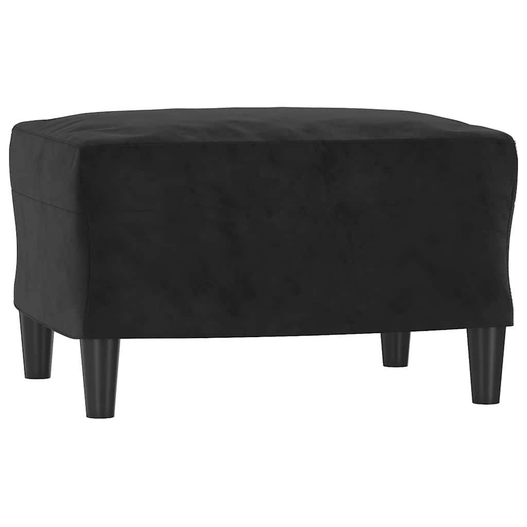 Vidaxl Fotel Z Podnóżkiem, Czarny, 60 Cm, Obity Aksamit