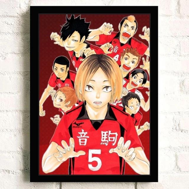 Каркас из цельного дерева, японское аниме Haikyuu! Волейбольная настенная живопись на холсте, плакаты на скандинавскую тему и печатные изображения, современное украшение для гостиной и дома
