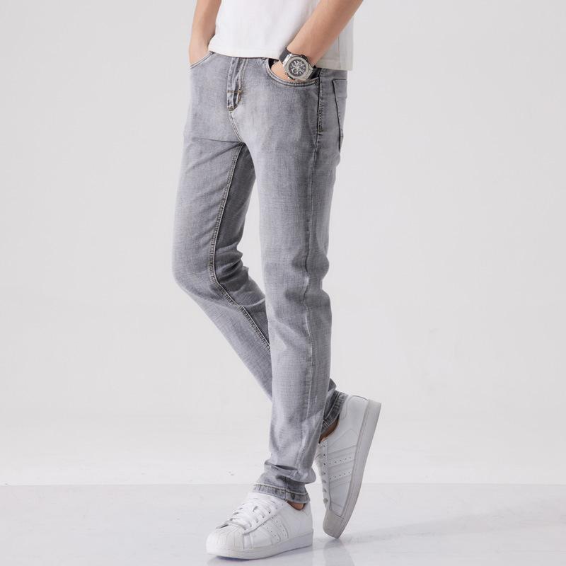 Весна и Лето Новые Мужские Узкие Прямые Ретро Эластичные Джинсы Брюки Мужские