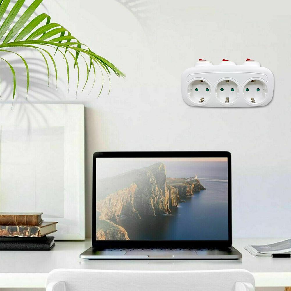 Тройник-удлинитель европейского стандарта с выключателем, Решает проблему нехватки розеток, Безопасный и простой в использовании, Идеален для дома/офиса/путешествий