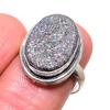 Кольцо с натуральным титановым друзом из стерлингового серебра 925 пробы, размер 7,5 D2a37
