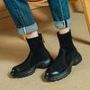 Мода 2025 Новые Осенние Мотоциклетные Женские Ботинки Женская Обувь Круглый Носок Массивный Каблук Современная Платформа Эластичные Короткие Ботинки Женская Обувь