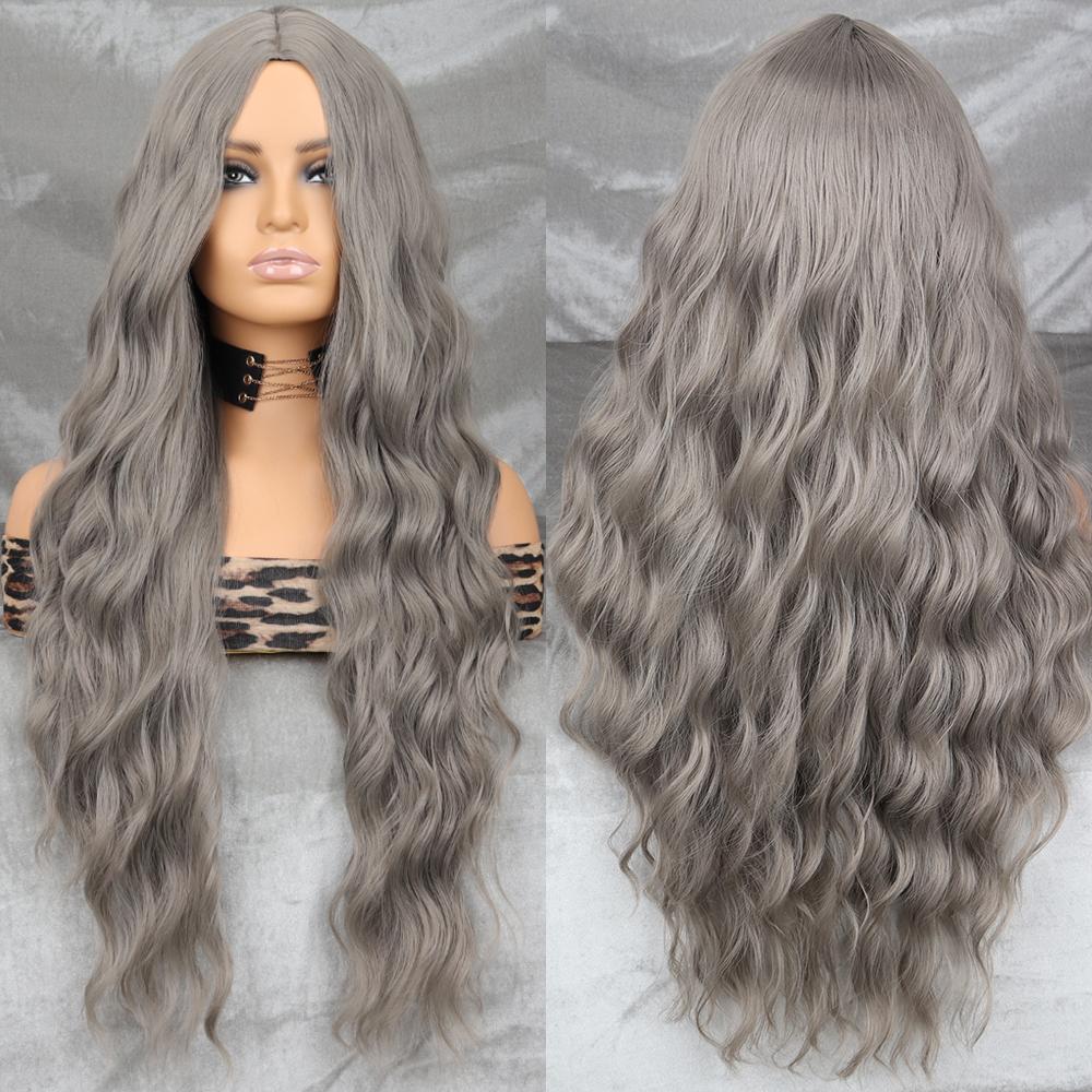 XINRAN Длинный волнистый розовый парик из синтетического термостойкого волокна, женский натуральный длинный волнистый парик для косплея, повседневная одежда