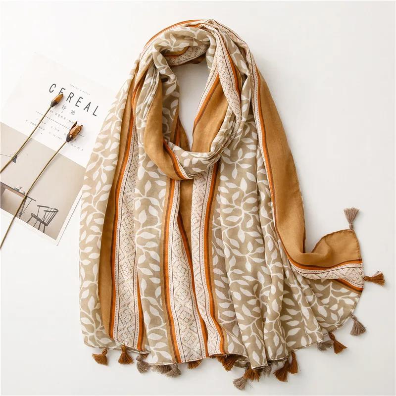 Women Scarf Flower Print Hijab Soft Shawls and Wraps Tessale Female Foulard Designer Pashmina Bandana Headscarf