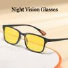 Fashionable Square Frame Anti-blue Light Night Vision Glasses Night Driving Anti-high Beam Glasses Outdoor Travel Sports Glasses