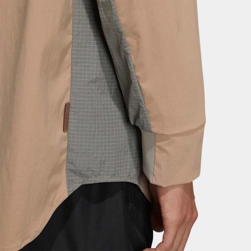 Adidas Однотонная спортивная рубашка с длинным рукавом, мужские топы, коричневые HE6619