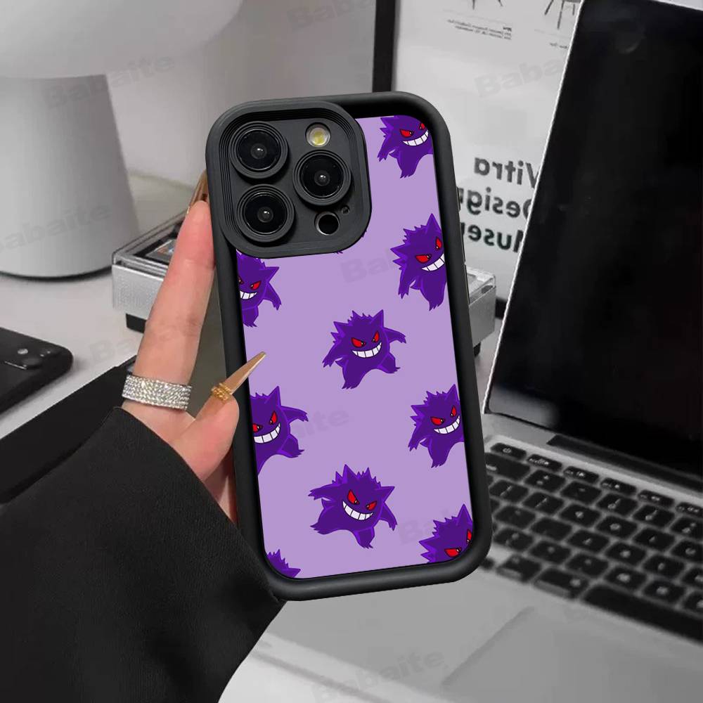 Anime P-Pokemon Gengar Phone Case For iPhone 11 12 13 16 15 17 14 Pro Max Soft Funda Silicone Cover