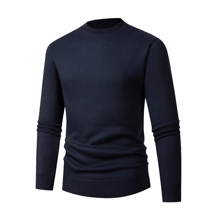 Men'S New Semi-Turtleneck Integrated Fleece Sweater Knitted Sweater Fashionable Fleece Sweater Bottoming Shirt Men'S