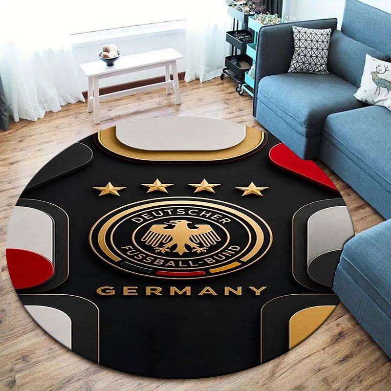Germany National Football Team Round Area Rug,Carpet Rug for Living Room Bedroom Sofa Playroom Decor,Non-slip Floor Mat