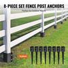 Fence Post Anchor Ground Spike, 8 Pack 24 x 4 x 4 Inches Outer Diameter (Inner Diameter 3.5 x3.5 Inches), Metal Black Powder Coated Post Stake Ground,
