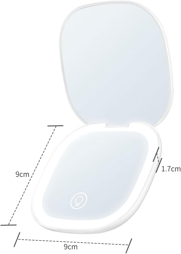 Portable Foldable Mini Double-Sided Compact LED Lights Pocket Cosmetic Mirror with 3X Magnifying and Personalized Features