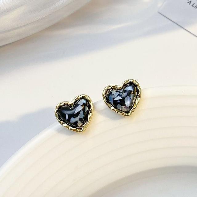 Luxury Shiny Zircon Black Love Heart Stud Earrings For Women Fashion Wedding Party Jewelry  Girls Gifts
