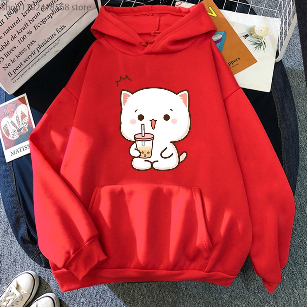 Толстовки с принтом персикового кота, женские толстовки с рисунком моти, толстовка с пузырьковым чаем, кавайная одежда для девочек, эстетичная графическая одежда, уличная одежда для мужчин