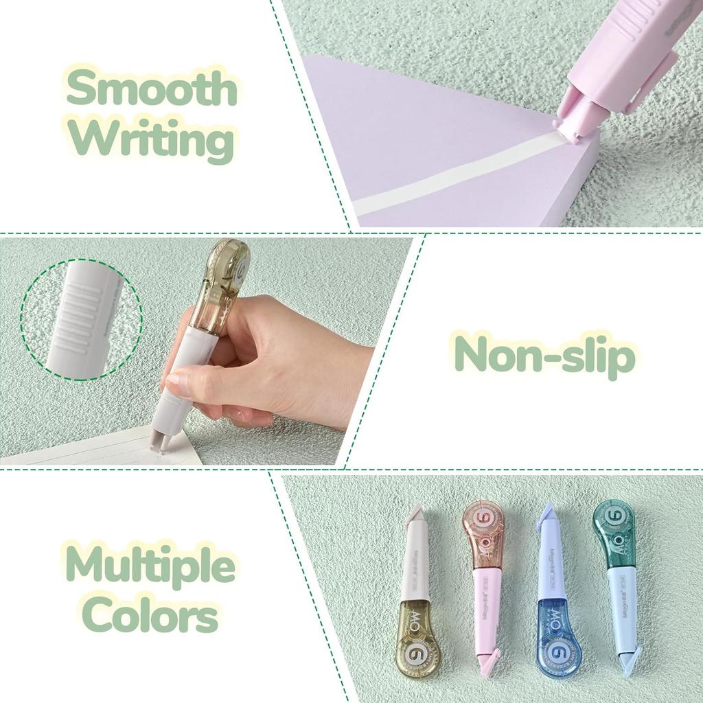 Temiary 8 Pcs Correction Tape Pens, Aesthetic for tant Correction, Easy to Use, Pen Shaped Applicator for Office School Supplies, 1/5 Inch x 236