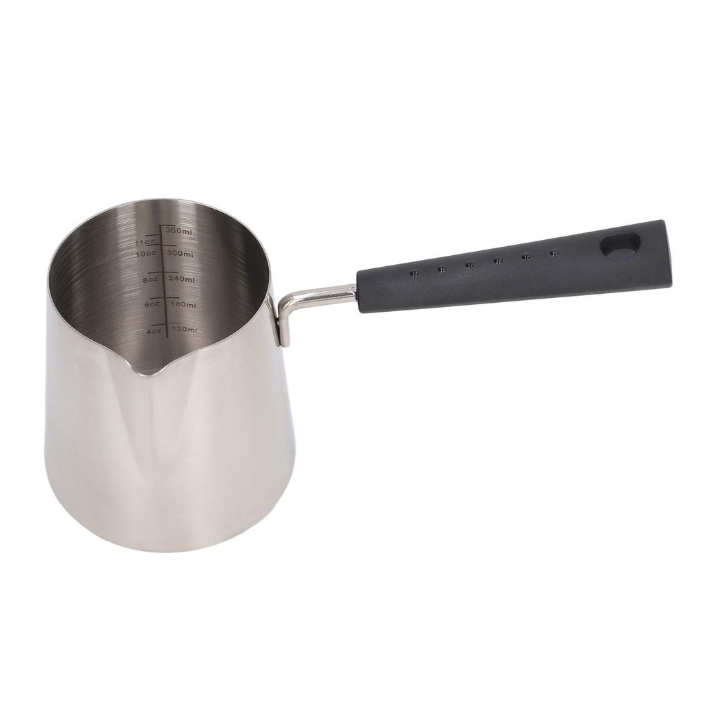 Coffee Milk Frothing Pitcher Cup 304 Stainless Steel Long Handle Milk Pitcher Pointed Tip Latte Frothing Cup with Scale