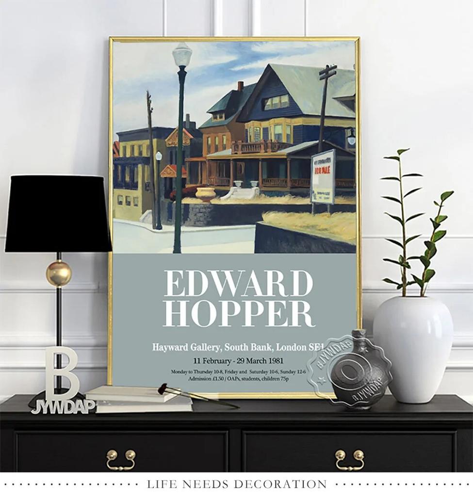 Плакат выставки Эдварда Хоппера, Художественные репродукции «Утреннее солнце», Настенная картина «Ночные ястребы», Настенное искусство с пейзажем из современной американской жизни без рамки