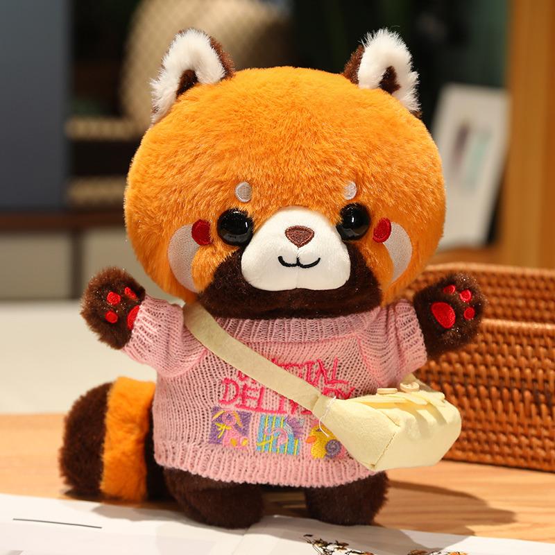 30cm Cute Raccoon Into Red Brown Red Panda Dress Up Plush Toy Plush Animal Soft Pillow Birthday Gift for Children