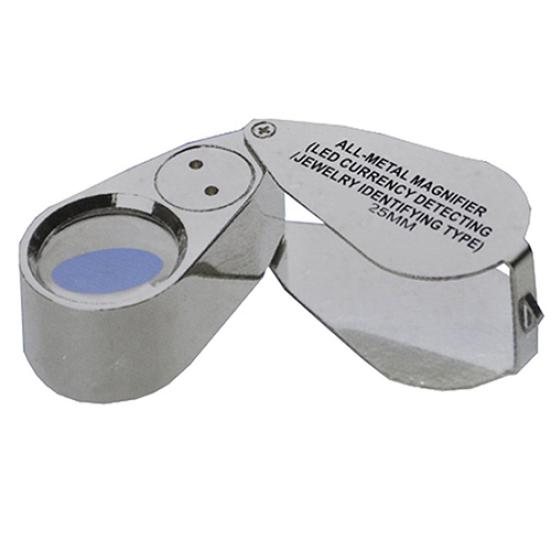 40X Metal 25mm Magnifying Loupe Jeweler LED UV Glass Lens Jewelery Magnifier