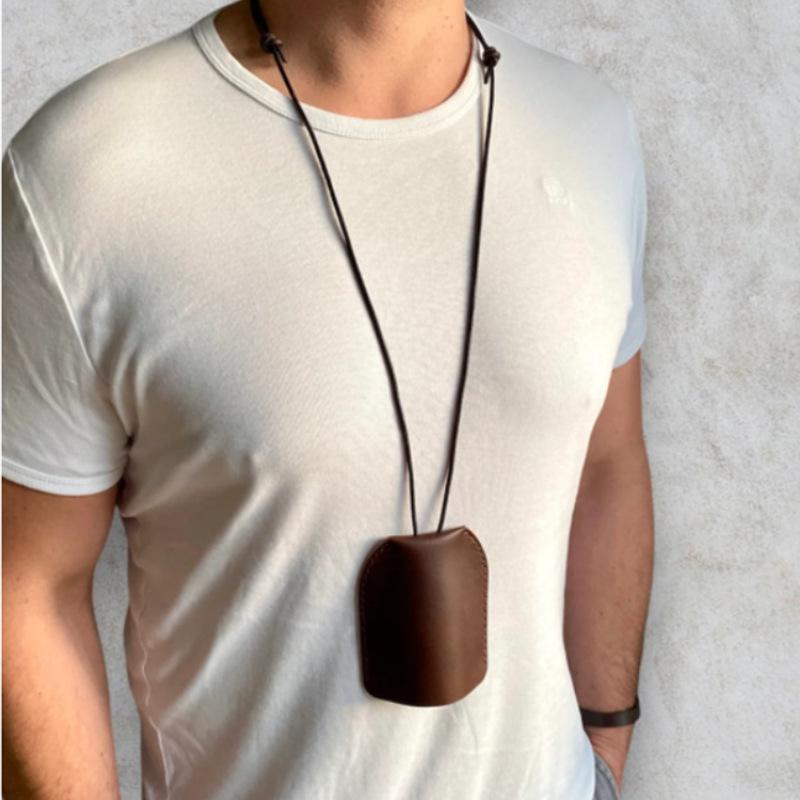 Японская регулируемая кожаная сумка для ключей через плечо с шейным ремешком против потери и защитным чехлом для автомобильного ключа