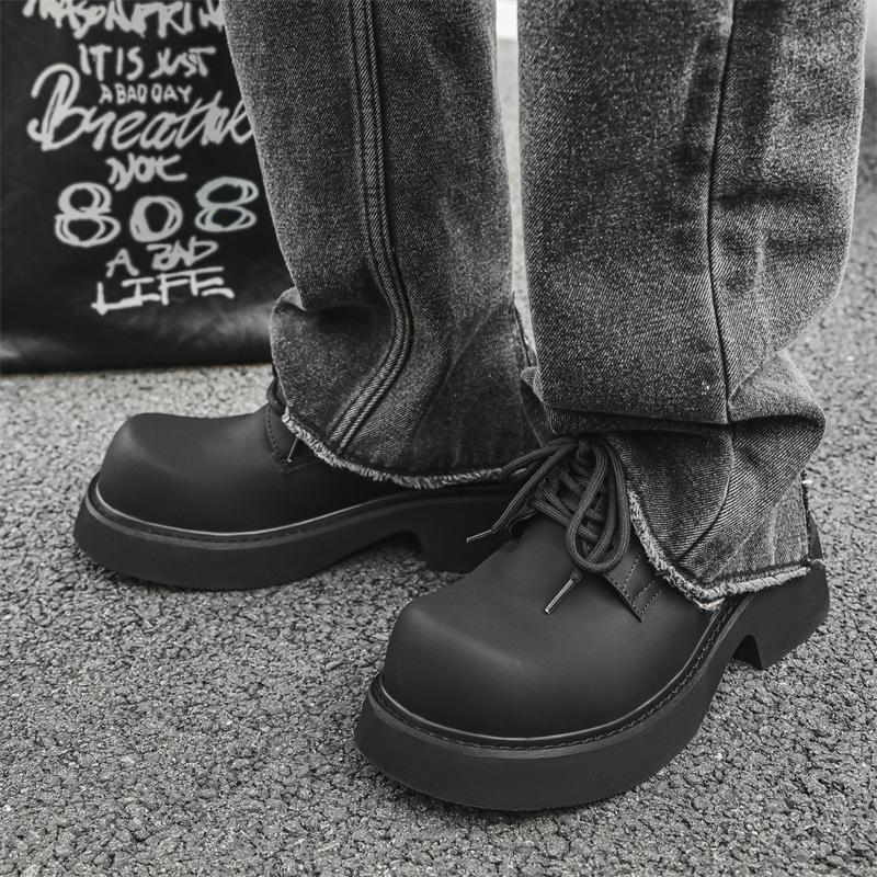 Туфли с большой головой мужские туфли трендовые черные нишевые Микки с высоким чувством дерби на толстой подошве с увеличением роста хулиганские красивые 9522-H