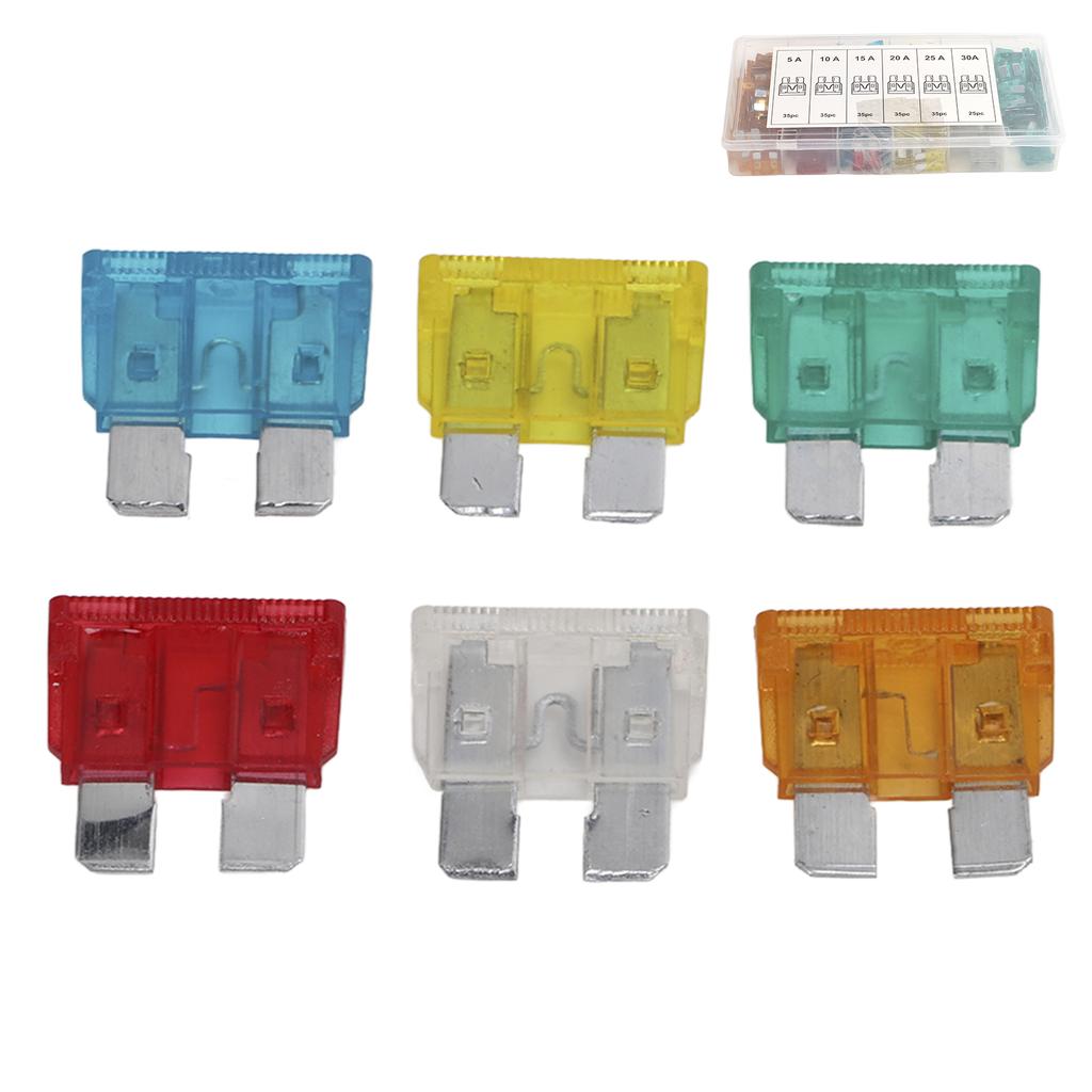 200pcs Car Blade Fuses Set 5A 10A 15A 20A 25A 30A Flat Fuse Assortment Kit Universal for Motorcycle RV Truck Boat