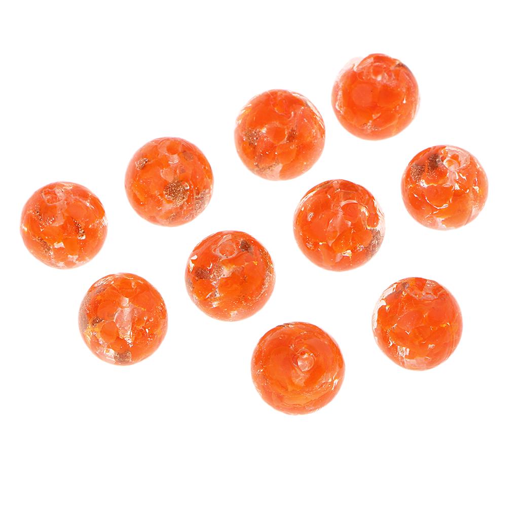 10шт Бусины из фольги лэмпворк стеклянные круглые для изготовления ювелирных изделий оранжевый