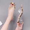 New Women Slipper Summer Crystal Heel Women Beach Slippers Transparent PVC Sandals Square Toe Slides 2024 New Uik8