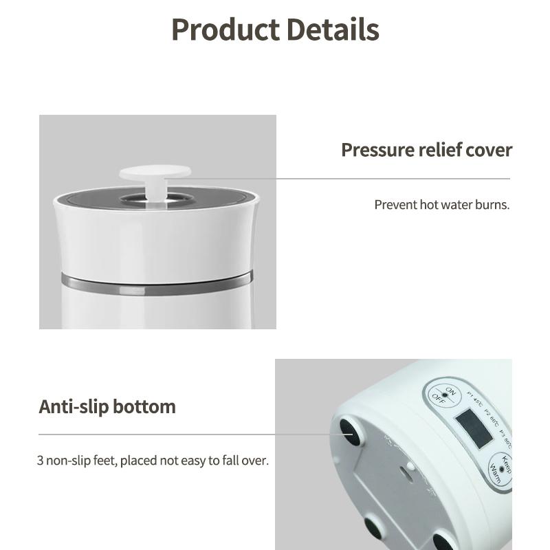 Portable Stainless Steel Kettle Mini Electric Bottle Thermal Cup For Boil Hot Water Baby Milk Powder