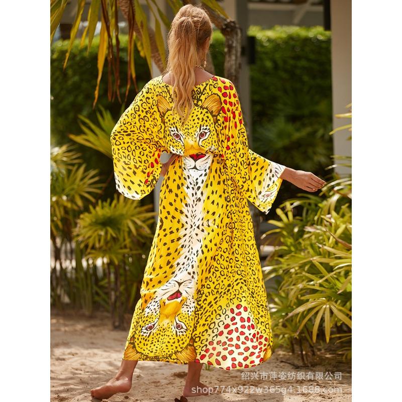 Плюс Размер Женский Принт Бикини Солнцезащитный Пляжный Кардиган Пляжная Накидка