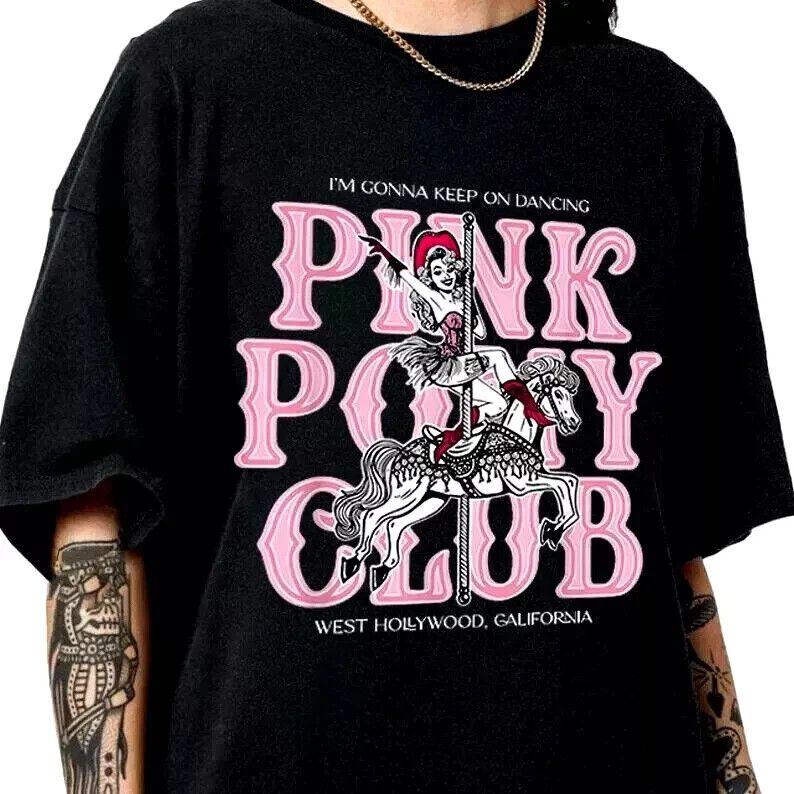 Унисекс футболка Хлопок Оверсайз Большой Размер Розовая Футболка Pony Club, Футболка Chappell Roan, Midwest Princess Tour S-4XL