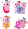 Pinenjoy Фигурка свиньи Счастливая свинка Фигурка любви Мини-фигурка животного Прелестная розовая миниатюрная тележка-в