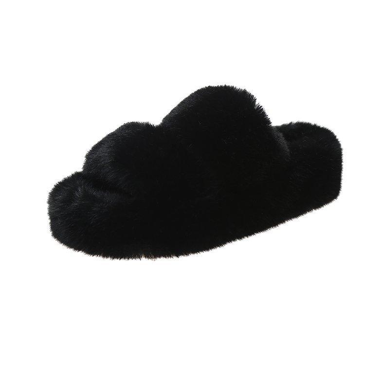 Интернет-знаменитость, настоящие тапочки из кроличьей шерсти, женские, конфетного цвета, осенне-зимние, домашняя одежда, теплые, односложные хлопковые тапочки