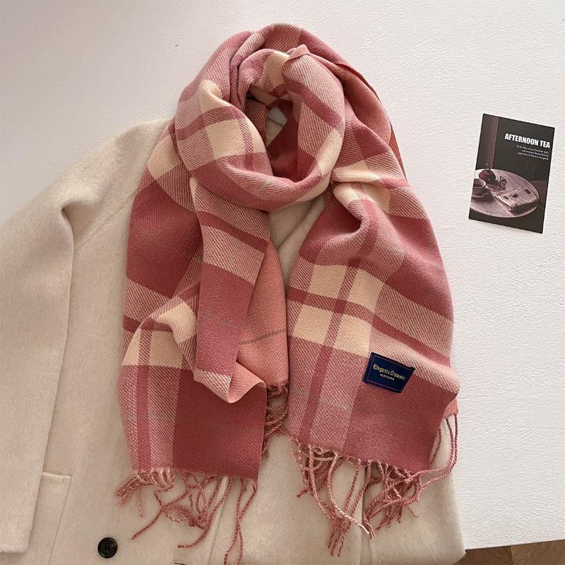 Осень и зима новый универсальный шарф женский утолщенный вязаный толстый бахромчатый теплый шарф имитация кашемира шаль