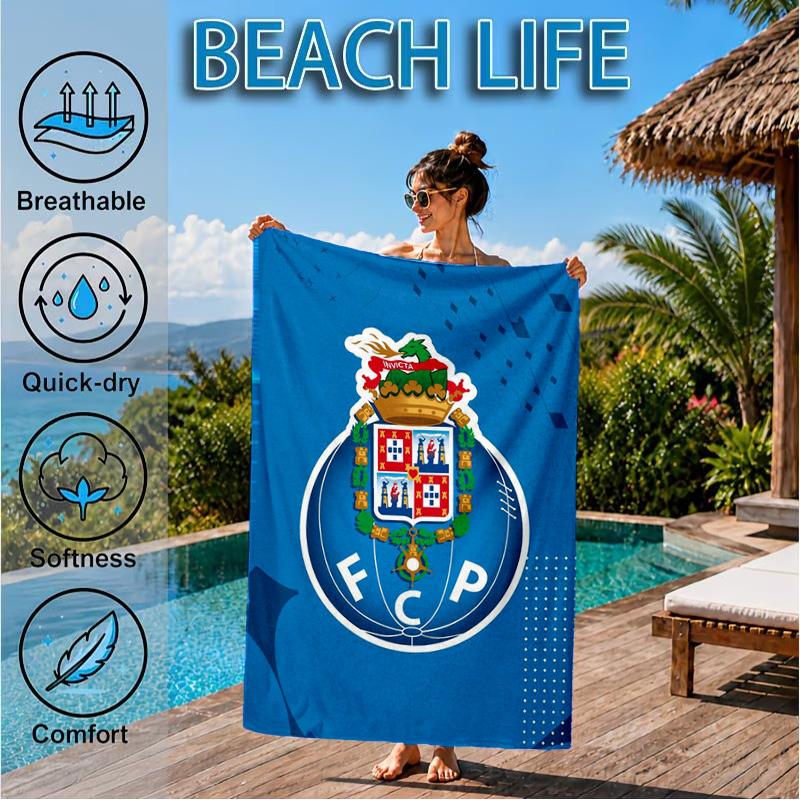 Fc Space Emblem Printed Microfiber Beach Towel, Soft And Absorbent, Quick-Dry, Ideal for Summer Travel, Beach Essential, Swimming Pool