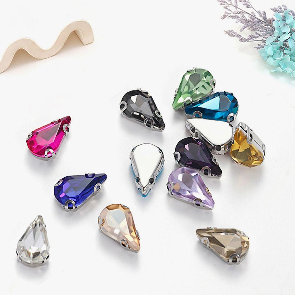 50 шт./упак. Пришивные блестящие стразы для шитья, форма капли воды, бриллиантовые бусины, украшение для рукоделия