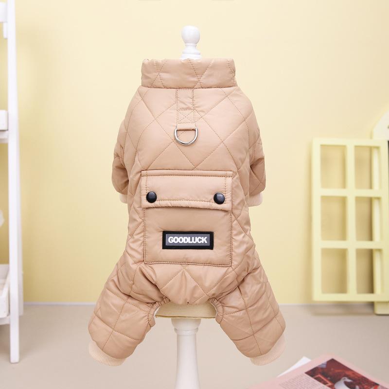 Теплый комбинезон с капюшоном и искусственным мехом для маленьких собак