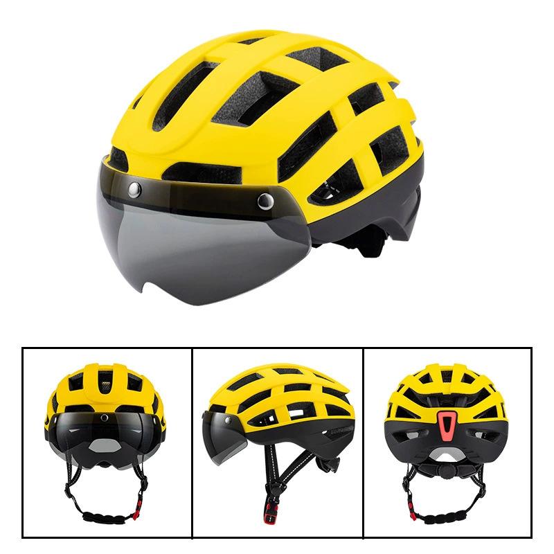 New Magnetic Goggles with Light Helmet General Road Bicycle Riding Helmet Integrated Molding