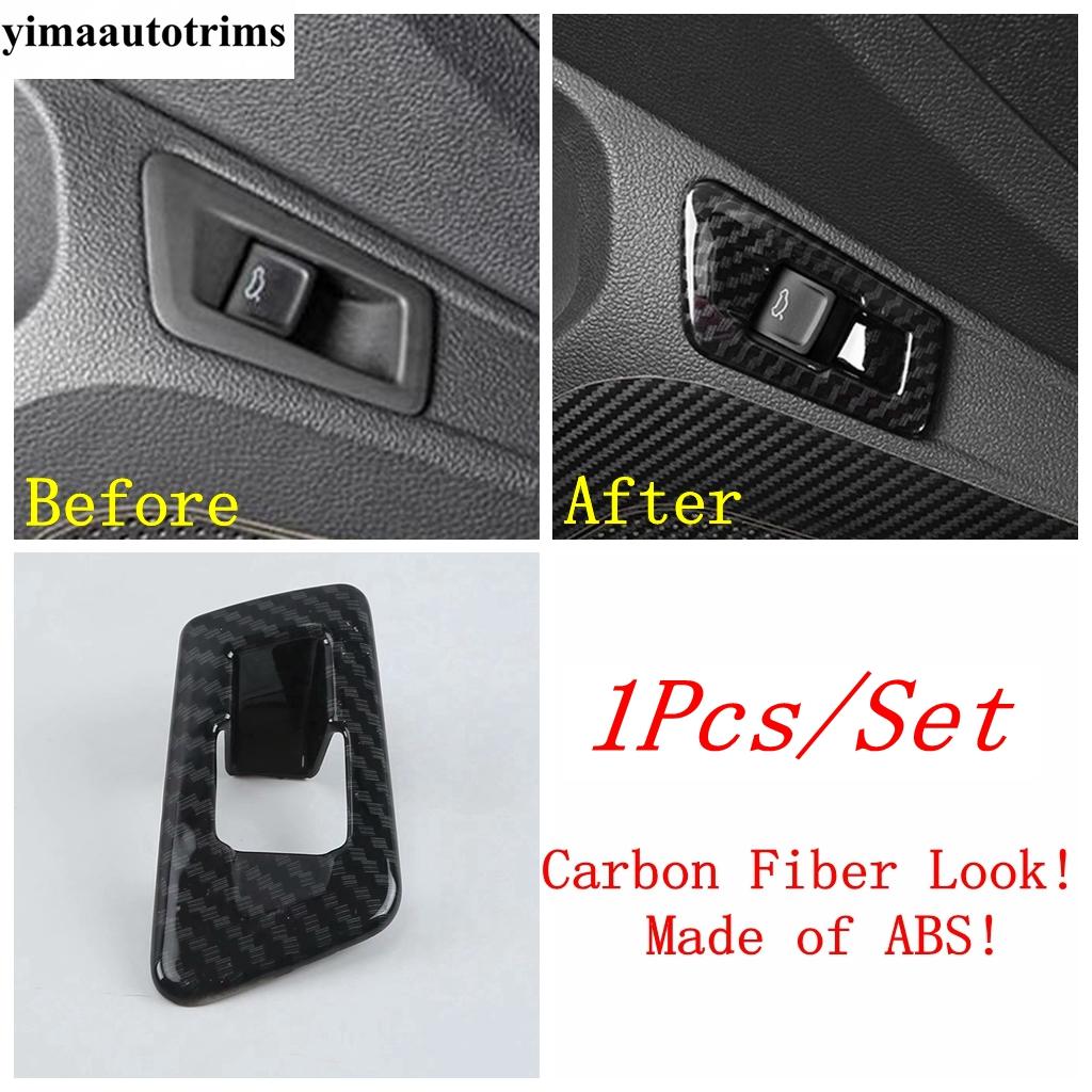 Rear Trunk Tailgate Switch Control Button Frame Cover Trim For Volkswagen T-Roc T Roc 2018 - 2025 Carbon Fiber / Matte Interior