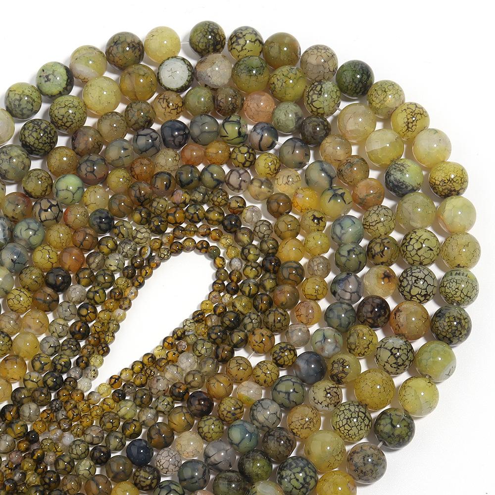 Бусины из агата с желтым узором, свободные бусины с черным узором для изготовления ювелирных изделий, аксессуары для браслетов, нить «сделай сам», 15 дюймов, 4-12 мм