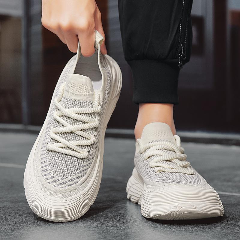 Men's Sports Shoes Summer New Casual Versatile Fly-woven Thick Soles Increase Height Lazy Running Shoes Men's Shoes