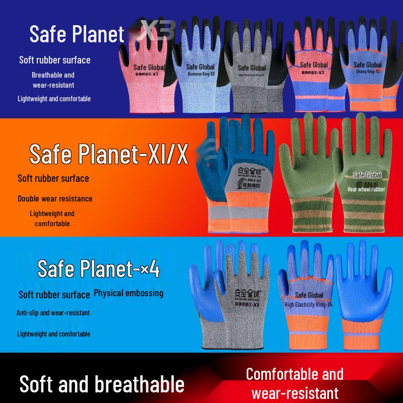 Усиленные нитриловые противопрокольные нескользящие рабочие перчатки для строительства и маслостойкие