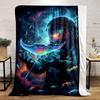 Multiple sizes Astronaut with space ray Print Blanket Warm Soft Suitable for All Seasons for Home Sofa Travel Camping Picnics RV