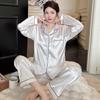 Весенне-летняя женская пижама в скандинавском стиле из шелка Ice Silk, комплект домашней одежды с длинными рукавами, комплект домашней одежды Senior Sense of Comfort