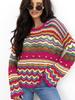 Women's Multi-color Loose Casual Autumn Pullover Sweater with Round Neck and Long Sleeves