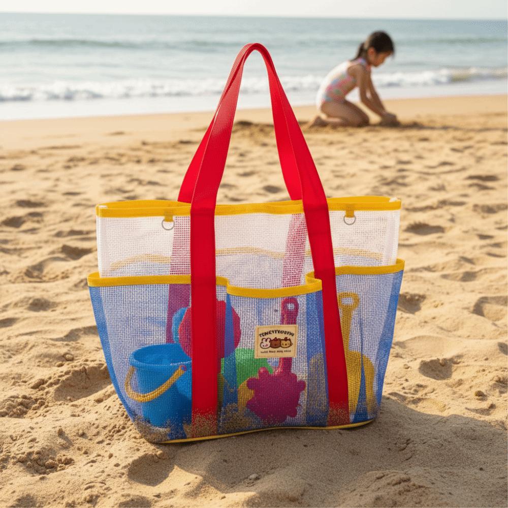 Nylon Swimming Bag Dry Wet Mesh Handbag Soild Color Mesh Beach Bag Shower