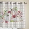 Осенние клетчатые шторы с тыквой и цветочным принтом для спальни, гостиной, оконные шторы, жалюзи, кухня, домашний декор, шторы