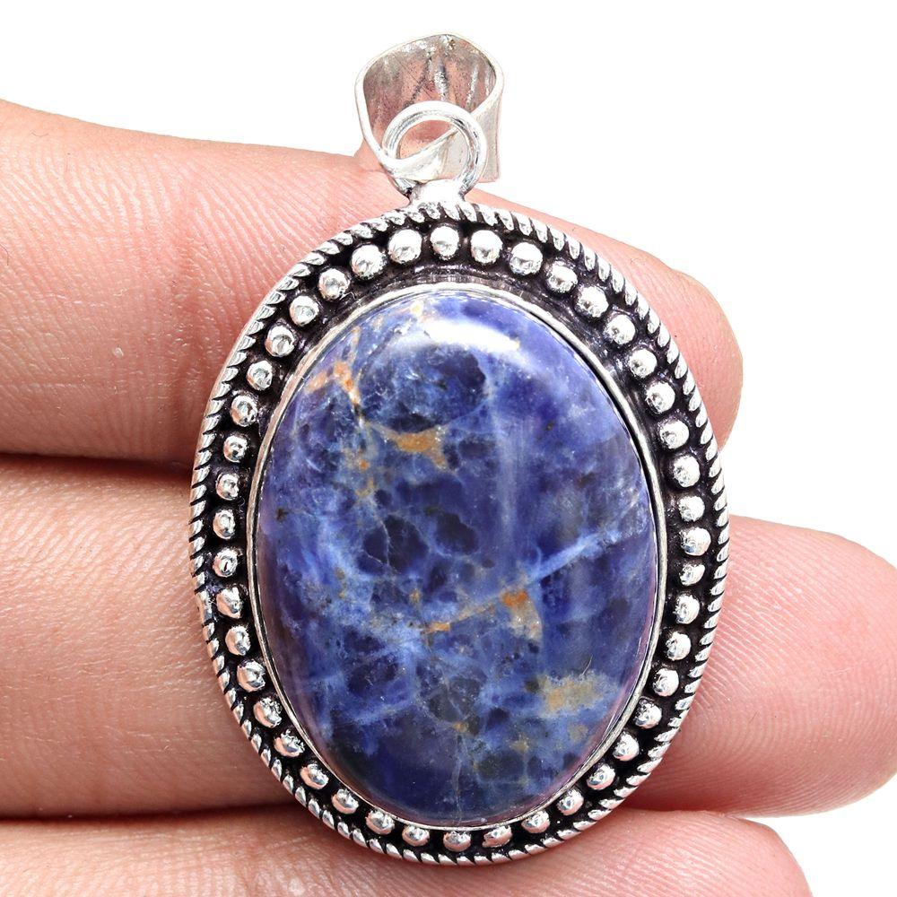 Pendant Sodalite Gemstone Gift For Her Silver Jewelry 2"