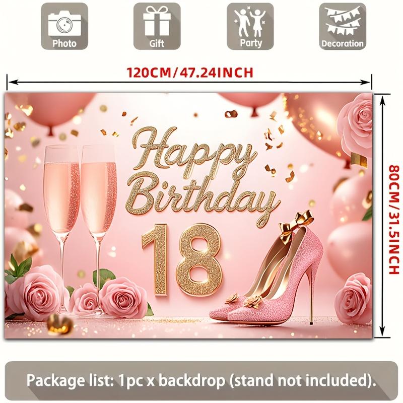 1 pair of fashionable 18th birthday pink rose glitter high heels with champagne polyester background cloth suitable for party