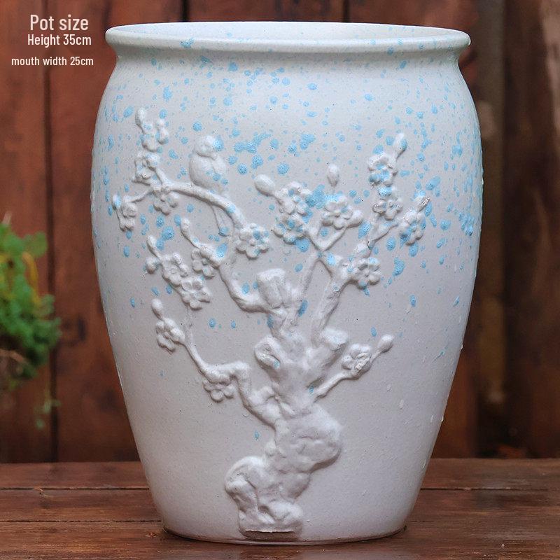 Большой Ручной Глиняный Керамический Цветочный Горшок – Дышащий Высокий Горшок для Суккулентов, Бугенвиллии, Стрелиции, Горшок из Фиолетовой Глины